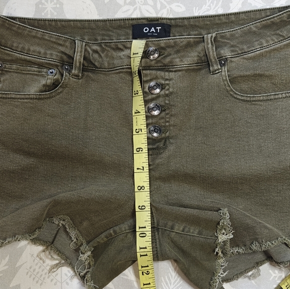 OAT NEW YORK Short Shorts Mid Rise Button-Fly 5 Pocket Cut Offs Green SIZE 30 - Picture 4 of 6